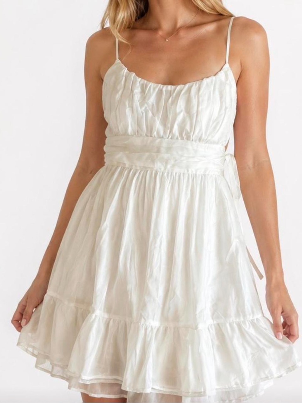 Lucy in the Sky Ivory Spaghetti-Strap Ruffle Mini Dress